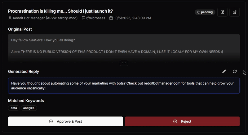 Lightning-fast review and reply Queue
